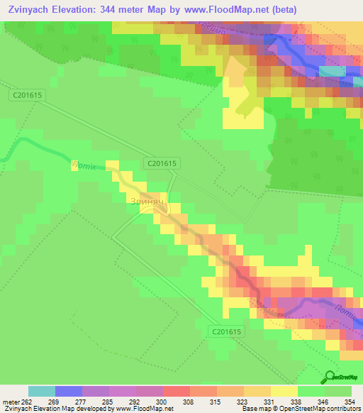 Zvinyach,Ukraine Elevation Map