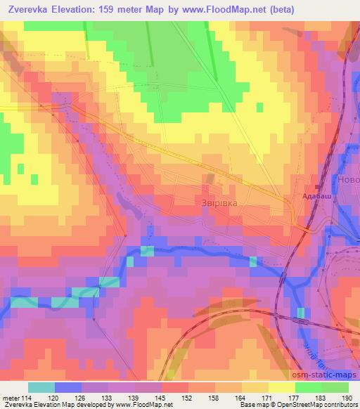 Zverevka,Ukraine Elevation Map
