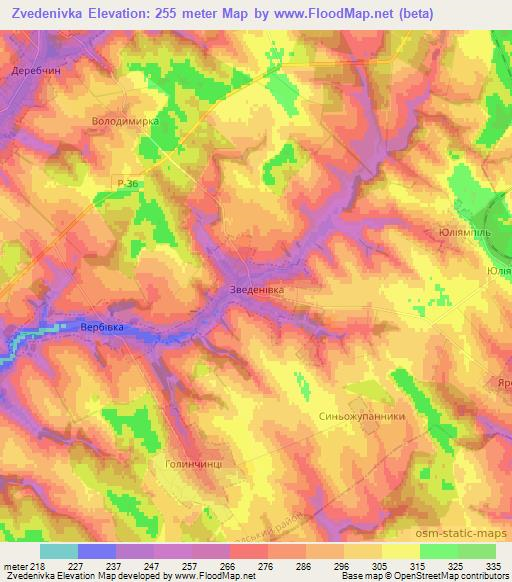 Zvedenivka,Ukraine Elevation Map