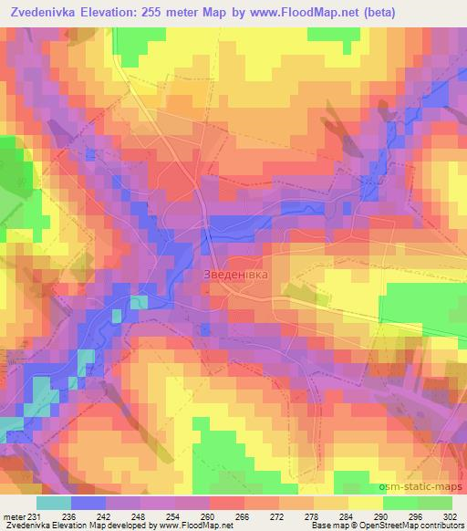 Zvedenivka,Ukraine Elevation Map