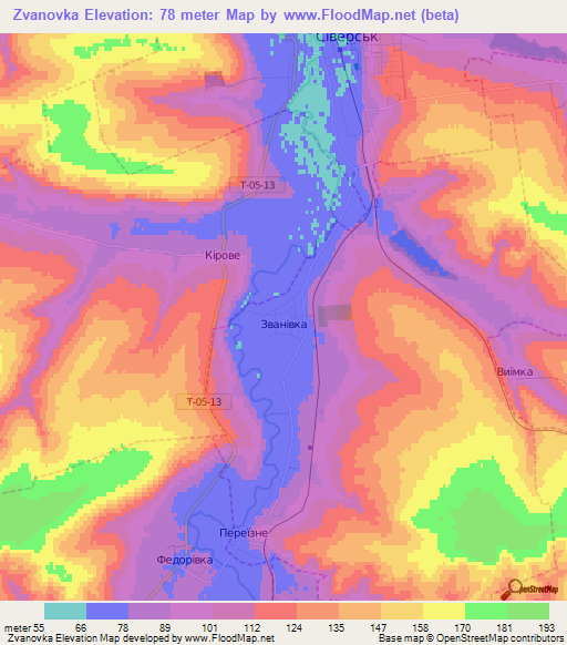 Zvanovka,Ukraine Elevation Map