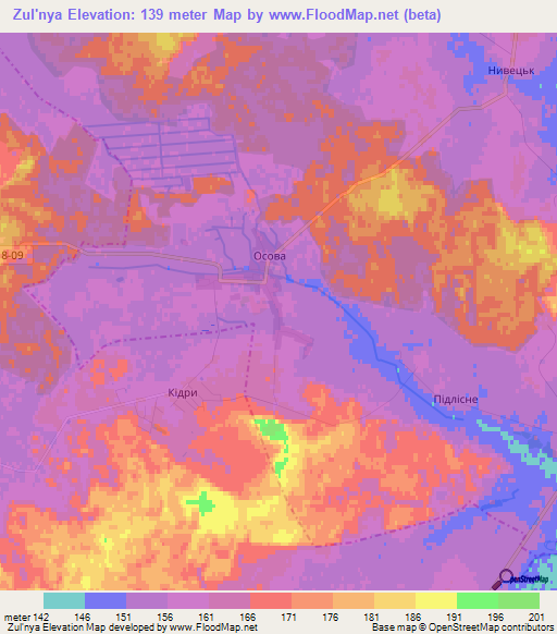 Zul'nya,Ukraine Elevation Map