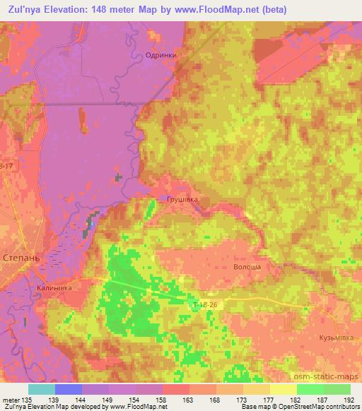 Zul'nya,Ukraine Elevation Map