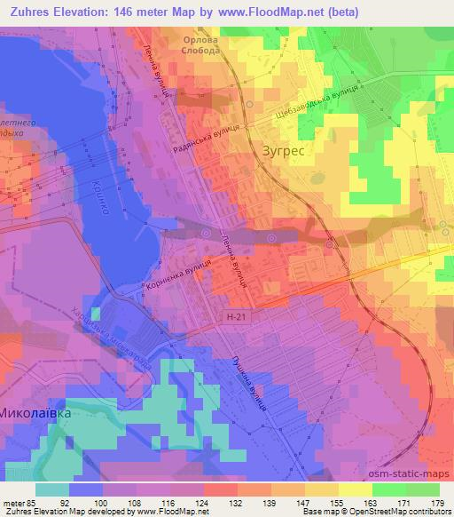 Zuhres,Ukraine Elevation Map