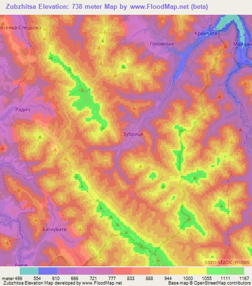 Zubzhitsa,Ukraine Elevation Map