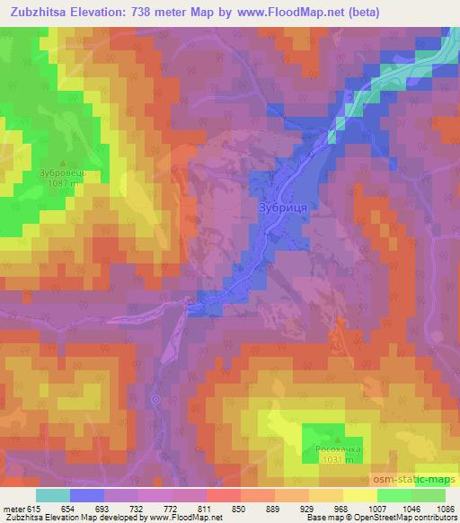Zubzhitsa,Ukraine Elevation Map