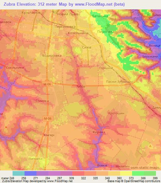 Zubra,Ukraine Elevation Map