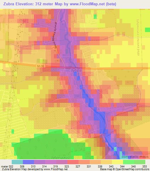 Zubra,Ukraine Elevation Map