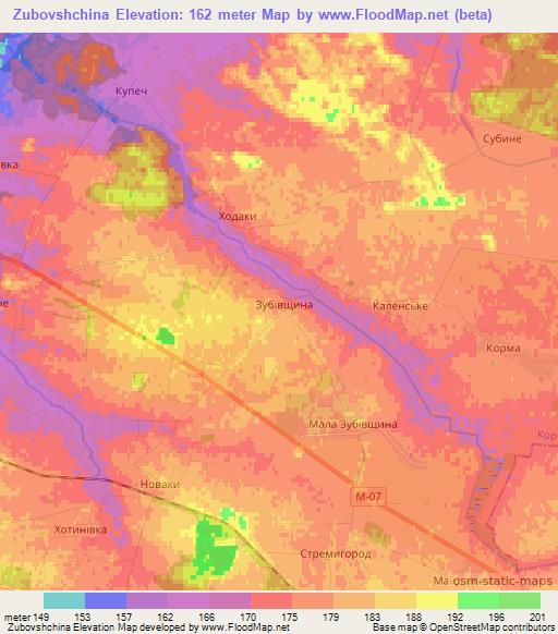 Zubovshchina,Ukraine Elevation Map