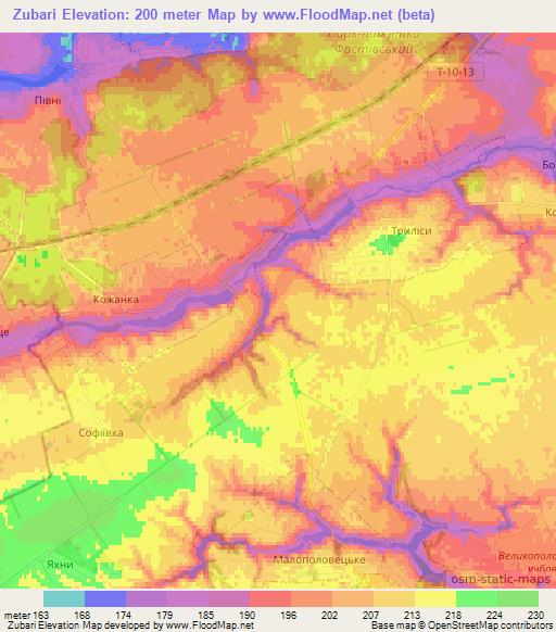 Zubari,Ukraine Elevation Map
