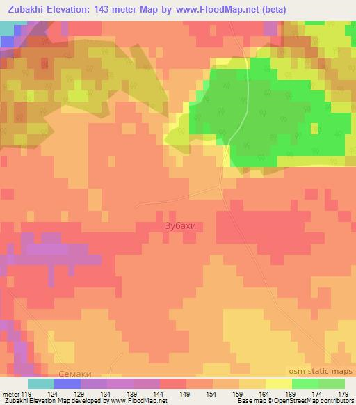 Zubakhi,Ukraine Elevation Map