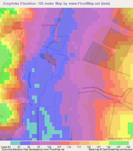 Zorynivka,Ukraine Elevation Map