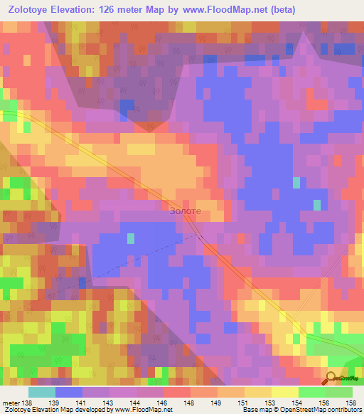 Zolotoye,Ukraine Elevation Map