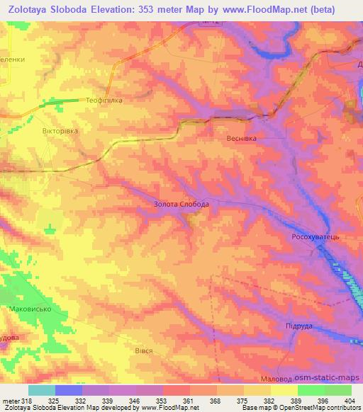 Zolotaya Sloboda,Ukraine Elevation Map