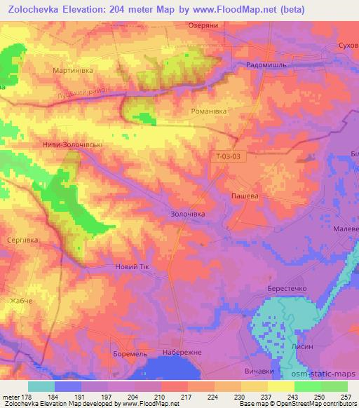 Zolochevka,Ukraine Elevation Map