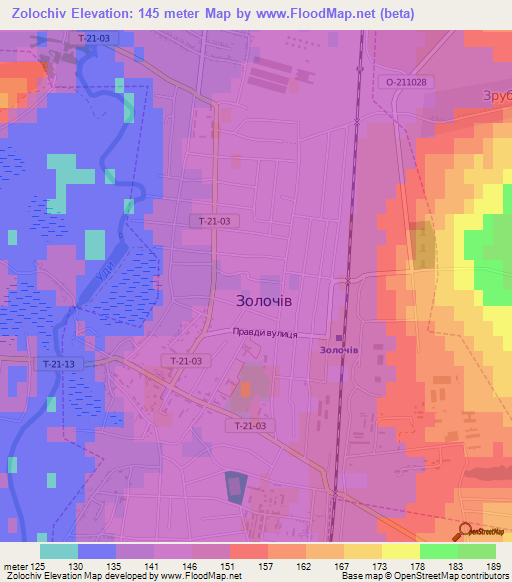 Zolochiv,Ukraine Elevation Map