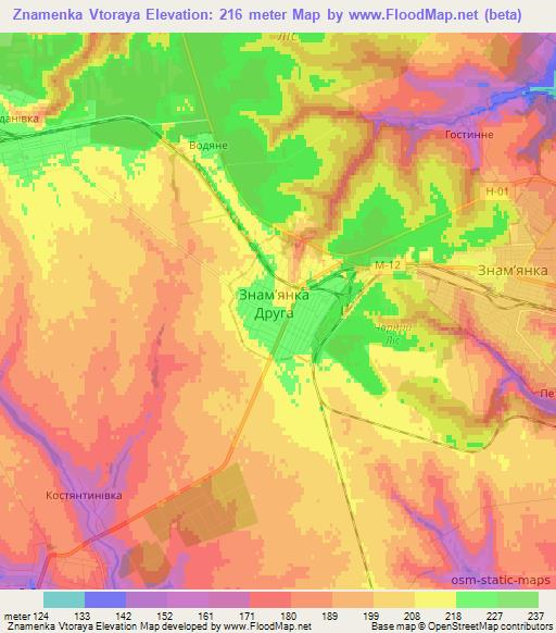 Znamenka Vtoraya,Ukraine Elevation Map