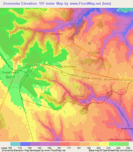 Znomenka,Ukraine Elevation Map