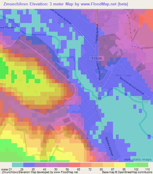 Zmunchilovo,Ukraine Elevation Map
