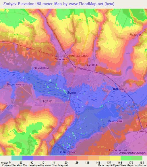 Zmiyev,Ukraine Elevation Map