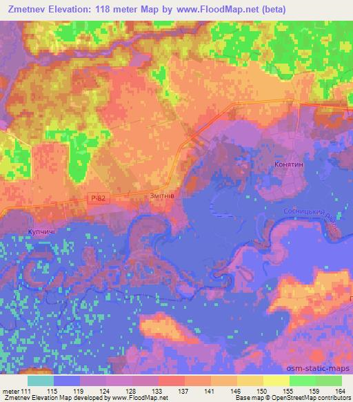 Zmetnev,Ukraine Elevation Map