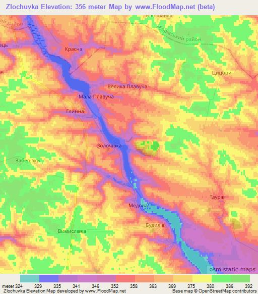 Zlochuvka,Ukraine Elevation Map