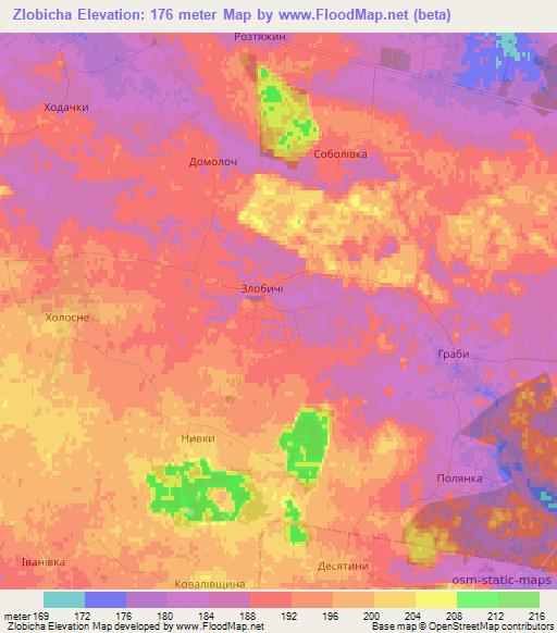 Zlobicha,Ukraine Elevation Map