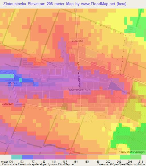 Zlatoustovka,Ukraine Elevation Map
