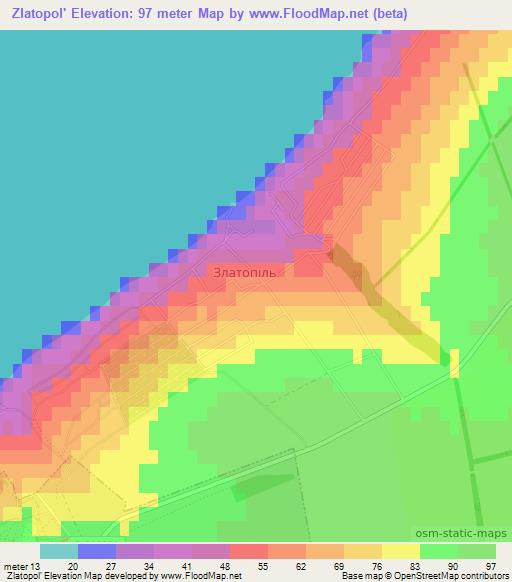 Zlatopol',Ukraine Elevation Map