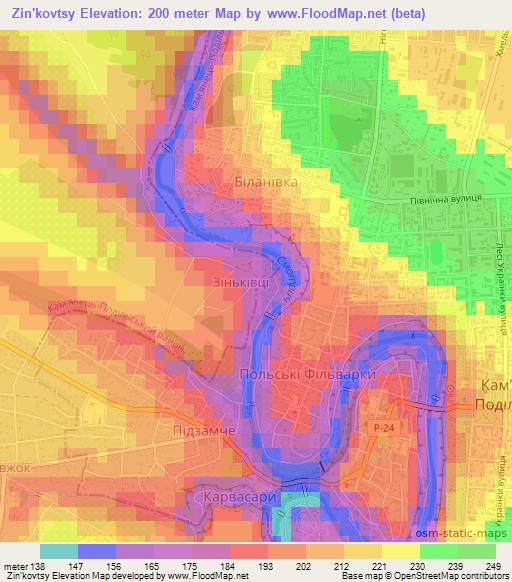 Zin'kovtsy,Ukraine Elevation Map