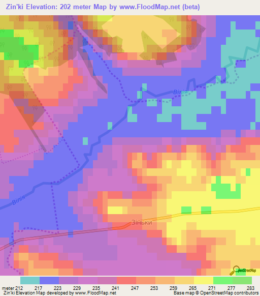 Zin'ki,Ukraine Elevation Map