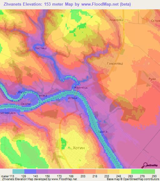 Zhvanets,Ukraine Elevation Map