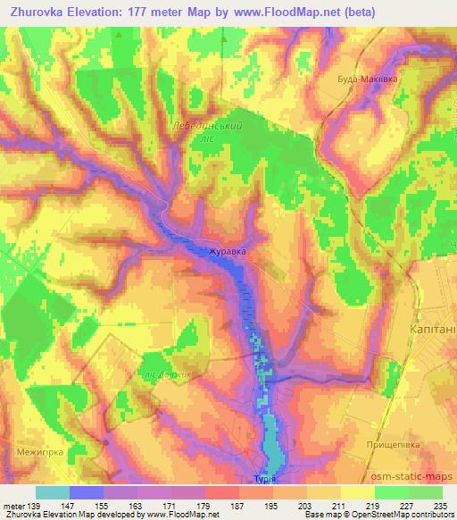 Zhurovka,Ukraine Elevation Map