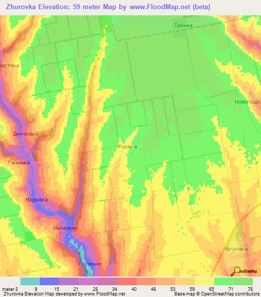 Zhurovka,Ukraine Elevation Map