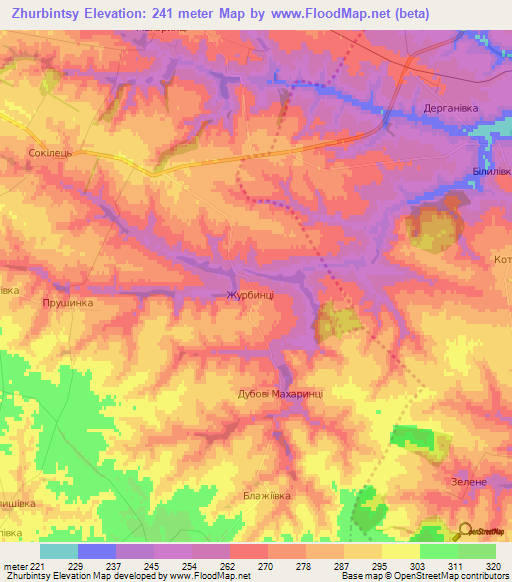 Zhurbintsy,Ukraine Elevation Map
