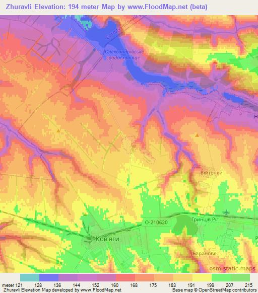 Zhuravli,Ukraine Elevation Map