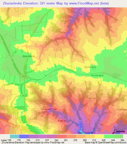 Zhuravlevka,Ukraine Elevation Map
