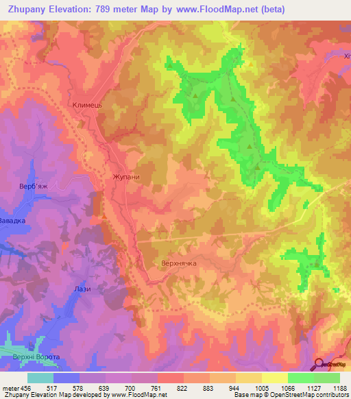 Zhupany,Ukraine Elevation Map