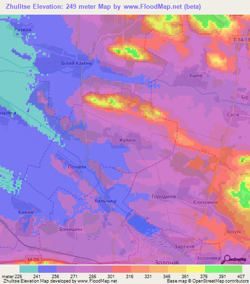 Zhulitse,Ukraine Elevation Map