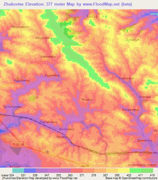 Zhukovtse,Ukraine Elevation Map