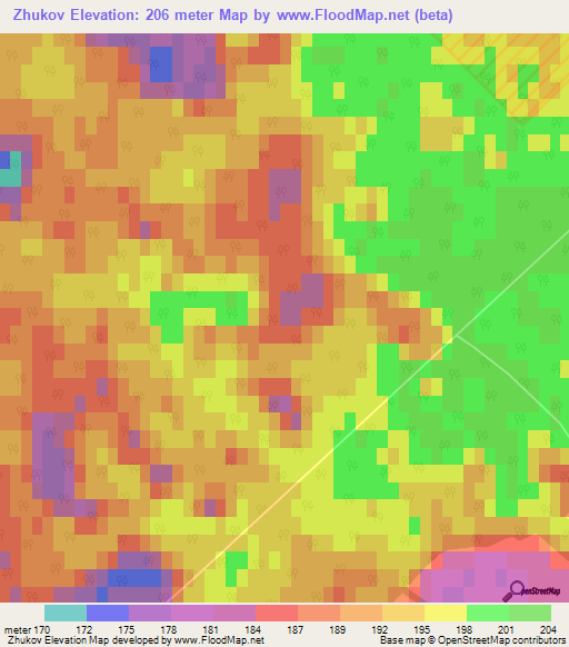 Zhukov,Ukraine Elevation Map