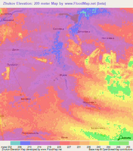 Zhukov,Ukraine Elevation Map