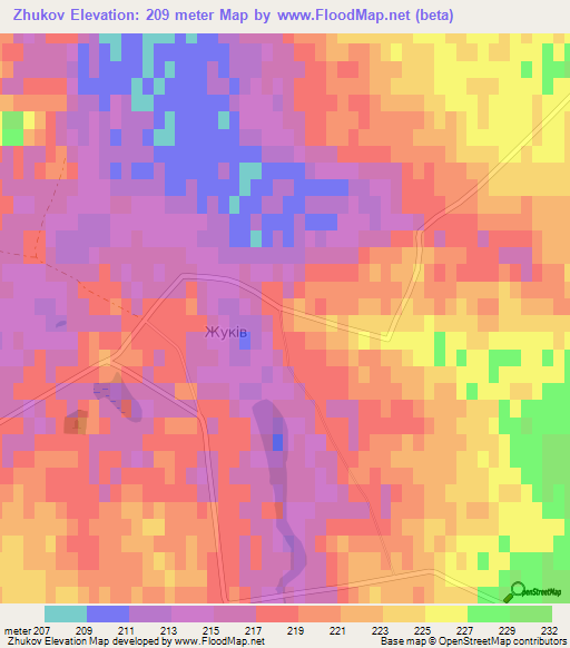 Zhukov,Ukraine Elevation Map