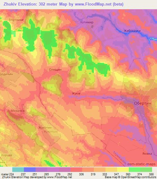 Zhukiv,Ukraine Elevation Map