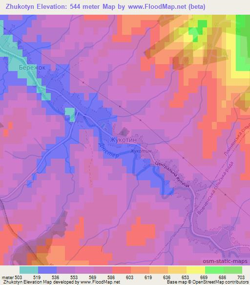 Zhukotyn,Ukraine Elevation Map