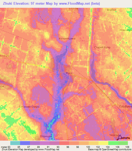 Zhuki,Ukraine Elevation Map