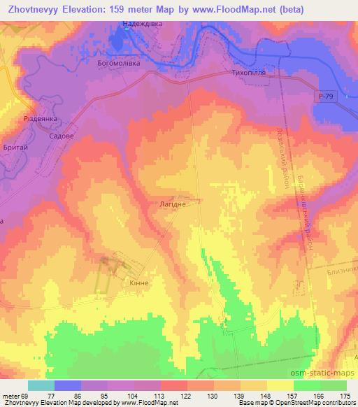 Zhovtnevyy,Ukraine Elevation Map