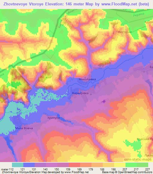 Zhovtnevoye Vtoroye,Ukraine Elevation Map