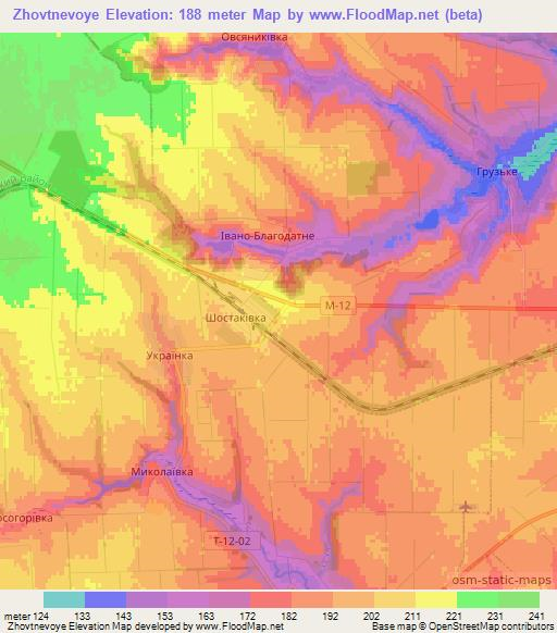 Zhovtnevoye,Ukraine Elevation Map