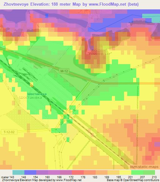Zhovtnevoye,Ukraine Elevation Map